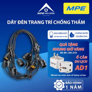 MPE - Dây đèn trang trí ngoài trời bộ 10-15-20 đui đèn chống nước Chính hãng MPE Phú Cường