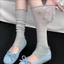 1 / 3 / 6 đôi Tất cao đến đầu gối xếp ly thoáng khí thân thiện với da, Tất ren chống trượt đàn hồi cao, Không viền lăn để mặc hàng ngày cho mọi mùa