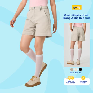 Quần Shorts Kaki Nữ Yody Dáng A Đỉa Kẹp Cúc Cá Tính, Thoải Mái TRA - WCCS25S014