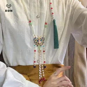 Hanfu seels Nelace Dây chuyền dài cổ điển Trung Quốc Nelace Đường Minh triều đại Hanfu Mặt dây chuyền Nelace cho nữ Cô gái [Mina]