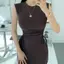 Váy không tay cổ tròn xếp ly mùa hè mở bên hông hẹp xẻ tà tà Slim-Fit S