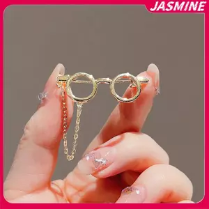 JASMINE Sáng Tạo Kính Khung Kim Loại Thổ Cẩm Kính Mát sel Dây Xích Ve Áo Pin Hoạt Hình Bapa Quần Áo Huy Hiệu Corsage Trang Sức Thời Trang Quà Tặng JASMINE
