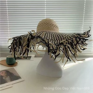 Mũ Rơm Mùa Hè Mờ Handmade Vành Lớn Đi Biển Kỳ Nghỉ Mũ Chống Nắng Che Nắng Mũ Chống Nắng Vành Du Lịch Mũ Chống Nắng