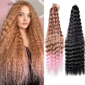 DELMER Deep Twist Móc Tóc, Afro Curls Tự Nhiên Tổng Hợp Móc Tóc, DIY Dài Xoăn Sóng Nước Móc Bện Phần Mở Rộng Tóc