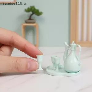SRVN 1 Bộ 1 6 Bộ Trang Trí Nhà Búp Bê Nồi Peaco Cổ Trung Quốc Gốm Mini Thực Tế Để Sắp Xếp Cảnh Truyền Thống.