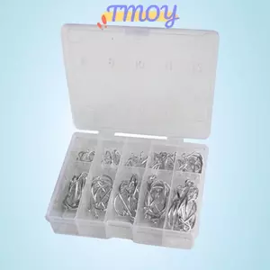 TMOY 100 Chiếc Móc Câu Cá Bằng Thép Carbon Cao Kích Thước Hỗn Hợp 3 # -12 # Thép Gai Jig Móc Cá Chép Câu Cá Jig Đầu Bay Phụ Kiện Câu Cá TMOY
