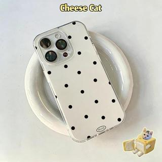 Ốp điện thoại màu đen chấm bi trắng đơn giản cho iPhone 13 14 11 12 15 16 17 Pro Max Xs Max XR 6 7 8 Plus
