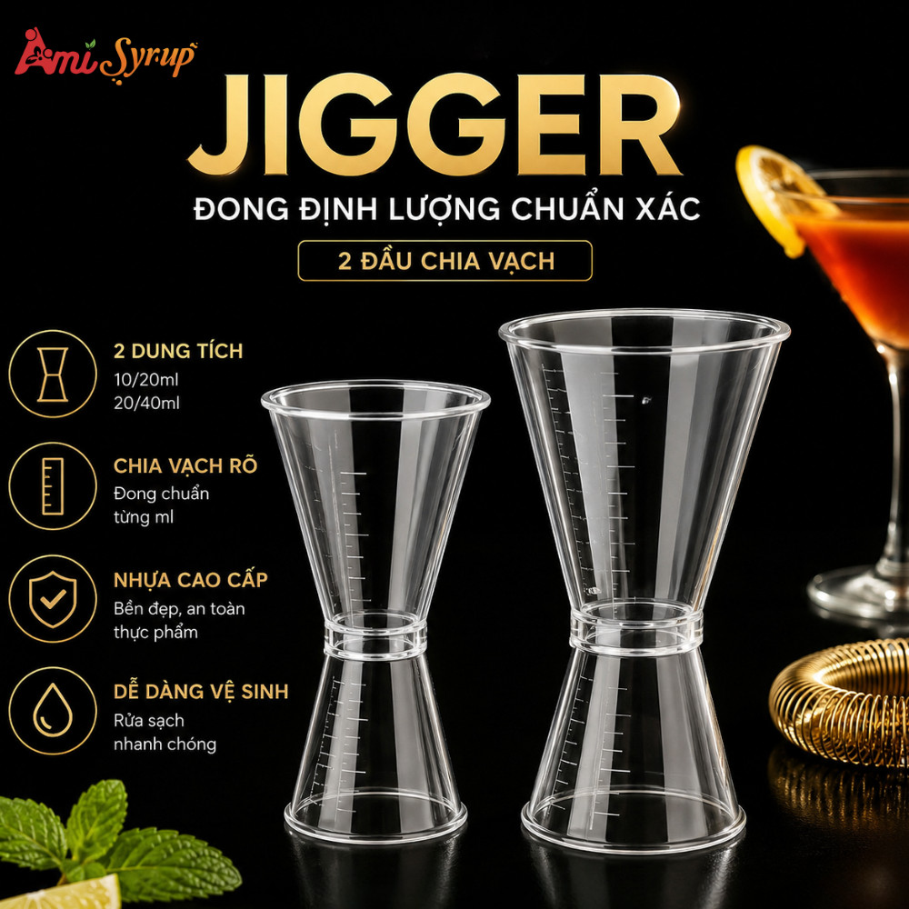Jigger nhựa 2 đầu có chia vạch - Dụng cụ pha chế chuyên nghiệp, ca đong định lượng cho đồ pha chế.
