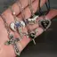 Phong cách Gothic Kim loại Cross Love Skull Mặt dây chuyền Nelace Set Y2K Cá tính gai tình yêu Hạt chéo Nelace [Mina]