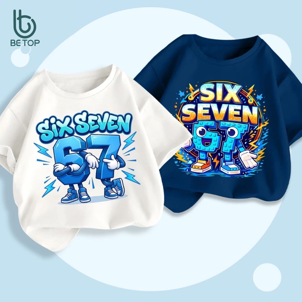 Áo Thun Cộc Tay Bé Trai BETOP, Phong Cách US-UK Thời Thượng Hình SIX-SEVEN Chất Liệu Cotton Thoáng Mát