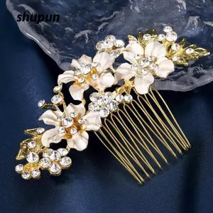 Lược Tóc Cô Dâu SHUPUN, Kẹp Tóc Hoa Lấp Lánh Kim Cương Giả, Phụ Kiện Tóc Hợp Kim Thời Trang Quà Tặng Lễ Hội