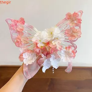 THEGIRL8B Tua Rua Mỏ Vịt Kẹp Tóc, Lưới Lớn Bướm Kẹp Tóc, Phong Cách Cổ Tinh Tế Hanfu Mũ Phong Cách Trung Hoa Barrettes Kẹp Tóc Hoa Hàng Ngày