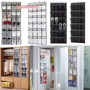 12 / 24 Lưới Đồ lặt vặt treo tường Dụng cụ sắp xếp giày Vải Tủ quần áo Túi lưu trữ Ra Mesh Poet Clear Treo trên hộp cửa