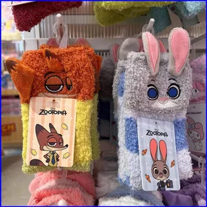 GN Zootopia 2 Nick Wilde Judy Hopps Tất Sang Trọng Nhà Hoạt Hình Ấm Áp Một Đôi Tất Nhung Đa Năng NG