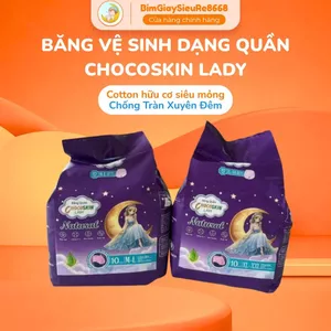 Băng vệ sinh dạng quần Choco Skin Lady mềm mại, co dãn thấm hút gói 10 miếng, 50 miếng