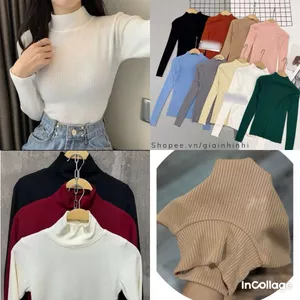 Áo cổ lọ 3p gân tăm ủ kem vải gân to siêu sang , lựa chọn hoàn hảo cho phong cách thời trang -sdsaeweedf