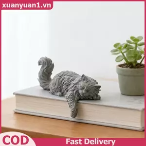 XUAN Sáng Tạo 3D In Hình Mèo Ngủ Mềm Thiết Kế Tóc Dài Mini Thú Cưng Trang Trí Cho Văn Phòng Trang Trí Bàn Nhà VN