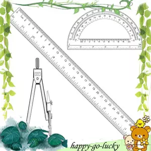 La bàn bằng thép không gỉ, thước 12 Inch và bộ hình học 3 mảnh trong suốt cho trường học và