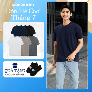 Áo thun nam trơn cổ tròn ICONDENIM, áo phông trơn vải cotton lightweight thoáng mát, siêu nhẹ, form regular ATID0190