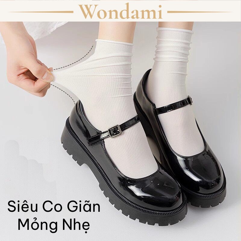 Vớ Cổ Cao Nữ Hàn Quốc Mỏng Mịn Màu Kẹo Ngọt Tất Bắp Chân Thun Lạnh Làm Mát Dễ Thương Học Sinh