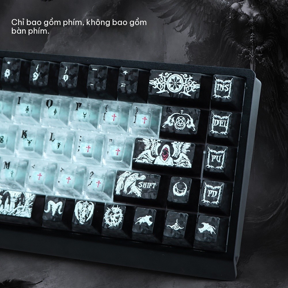 [Ship Nhanh] Keycap Dark Angel Carbon Xuyên Led - Dành cho Bàn phím cơ , Bàn phím He - Keycap Trong suốt - 136 Phím | BigBuy360 - bigbuy360.vn