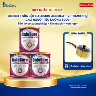[COMBO 3 LON] Sữa bột CaloSure America+ vị thanh nhẹ - Giúp tiêu hoá khoẻ, hỗ trợ xương khớp - Lon 800g