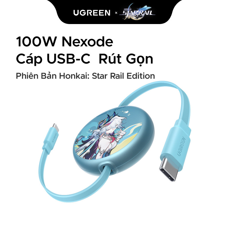 【Phiên Bản Honkai: Star Rail】UGREEN Cáp dữ liệu sạc có thể thu vào 100W USB-C sang USB-C sạc nhanh cho iPhone 17 Pro Max