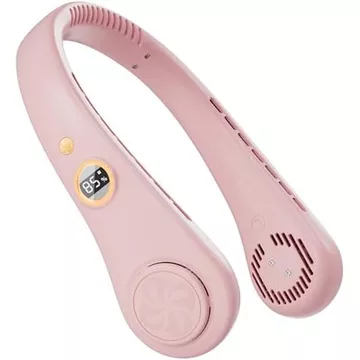 Quạt cổ di động có thể sạc lại, Quạt cá nhân, Quạt du lịch, Không cánh, Hồng | Pin 4000mAh, Quạt di động có thể sạc lại, 5 tốc độ, Luồng khí 360, Làm mát yên tĩnh cho du lịch &amp; Giao hàng