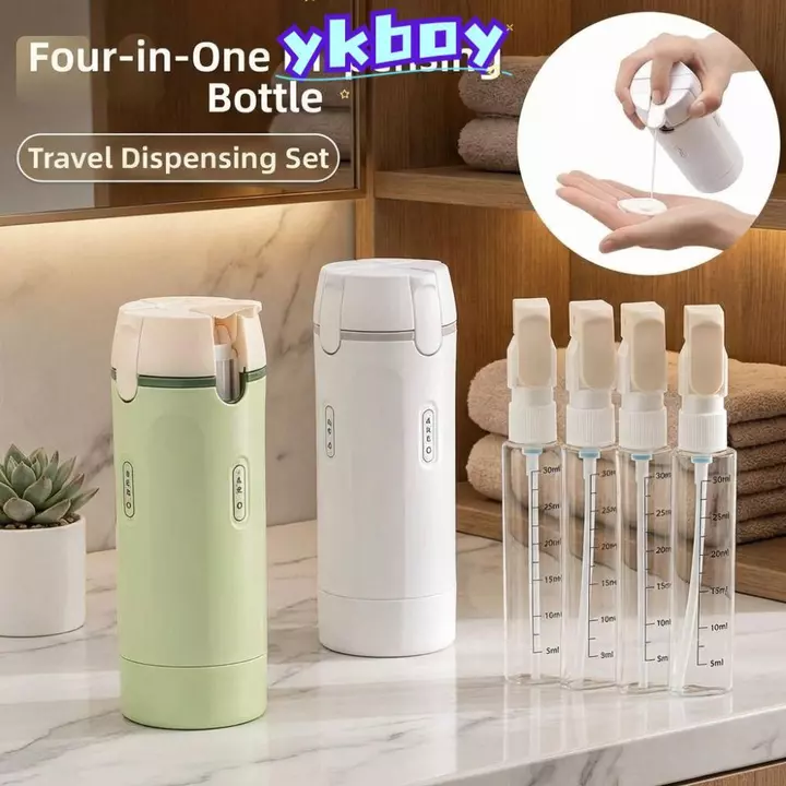 Chai đựng đồ du lịch 4 trong 1 YKBOY, có thể nạp lại với nhãn dán quy mô & nhãn Chai đựng đồ vệ sinh du lịch, Chai bơm không chứa BPA chống rò rỉ di động Vòi hoa sen & Du lịch