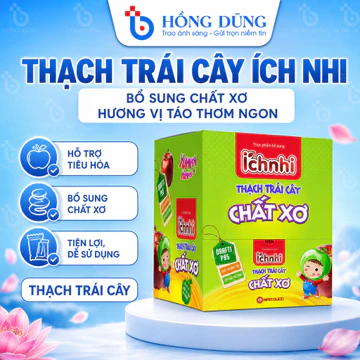 Thực phẩm bổ sung ÍCH NHI THẠCH TRÁI CÂY CHẤT XƠ HƯƠNG TÁO, Hộp 12 túi x 100ml, bổ sung chất xơ hòa tan Orafti P95