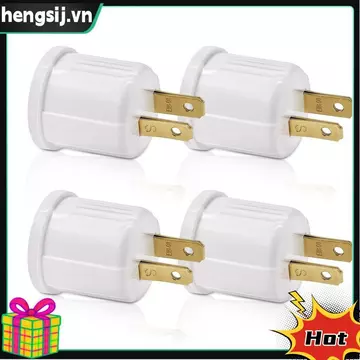 Bộ chuyển đổi ổ cắm sang ổ cắm, chuyển đổi ổ cắm sang ổ cắm bóng đèn, ổ cắm 2 cánh phân cực sang đế vít E26 4 gói US CẮM