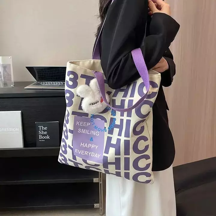 túi tote đi học túi tote Túi Vải Nữ Túi Dung Tích Lớn Mùa Hè 2024 Phong Cách Mới Hàn Quốc Niche Túi Tote Sách Học Sinh Túi Tote Một Vai – 4