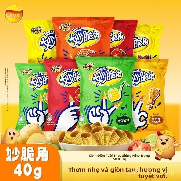 Đồ ăn vặt Góc Chóp Giòn Rụm40*40Túi/65g*30Gói đồ ăn vặt, đồ ăn vặt giòn, đồ ăn vặt xốp, gói quà tặng, nguyên hộp.