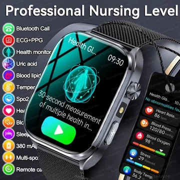 2026Nursing Level Axit Uric lipid máu Đồng hồ thông minh Nam Huyết áp ECG + Đồng hồ PPG Phân tích cơ thể Cuộc gọi bằng giọng nói Đồng hồ thông minh sức khỏe
