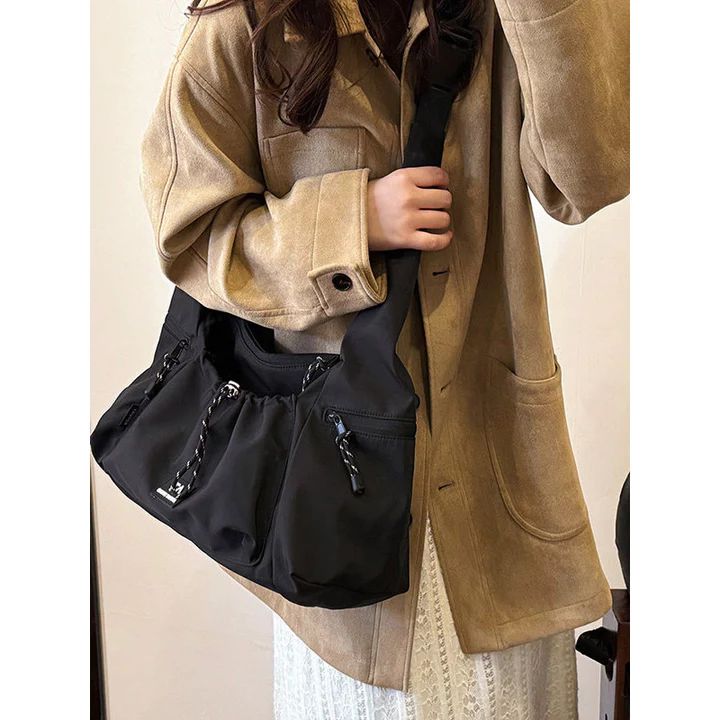 Women's Minimalist Nylon Crossbody Bag – Large, for Work – 5