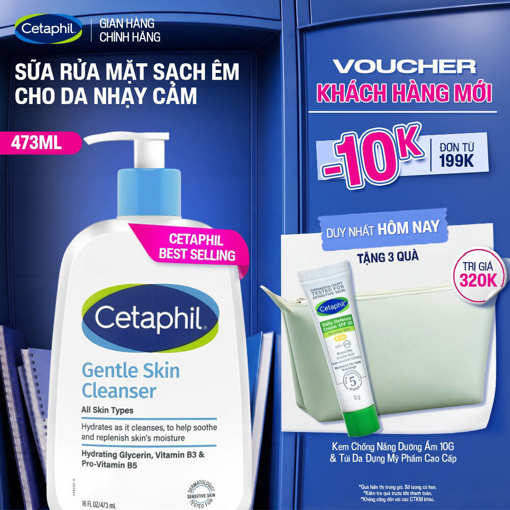 Sữa rửa mặt dịu lành cho da nhạy cảm CETAPHIL GENTLE SKIN CLEANSER 473ML