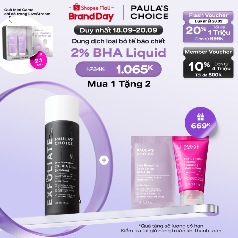 Dung dịch loại bỏ tế bào chết giảm mụn Paula's Choice Skin Perfecting 2% BHA Liquid Exfoliant 2010