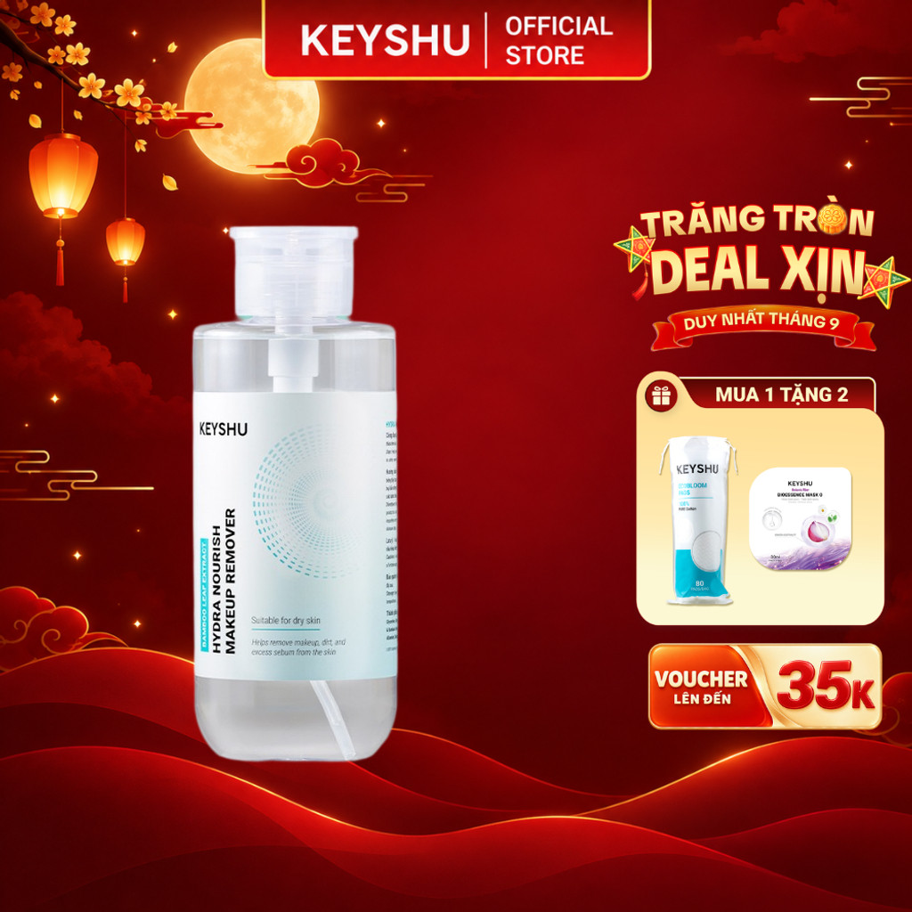 [KOL x KEYSHU] Nước Tẩy Trang Hydra Nourish KEYSHU Chiết Xuất Lá Tre Làm Sạch Bụi Bẩn, Lớp Trang Điểm 550ml