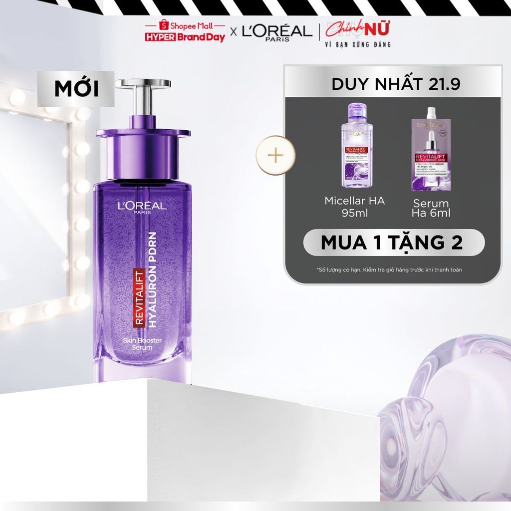 [MỚI] Dưỡng chất serum cấp ẩm sâu, căng bóng làn da HA PDRN tổng hợp sinh học L'Oréal Paris Revitalift Skin Booster 30ml
