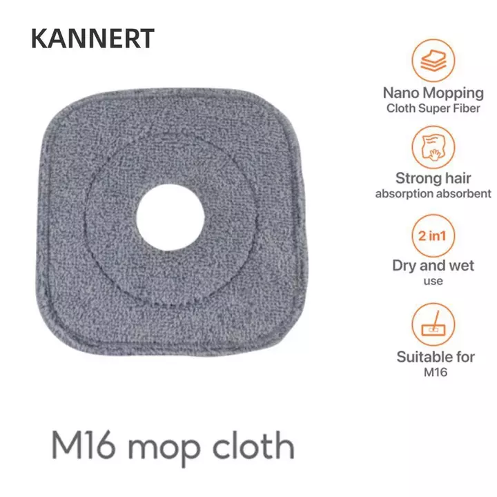 KANNERT 1 Cây Lau Nhà Làm Sạch Vải Thay Thế, Cây Lau Nhà Tự Rửa Có Thể Giặt Gia Đình, Cây Lau Nhà Xoay 360 Bụi Thời Trang Tấm Lau Đầu Cho Cây Lau Nhà M16