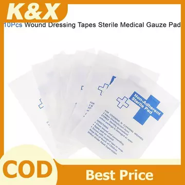 K & X 10 Chiếc Tấm Gạc Chống Thấm Nước Miếng Lót Không Dính Bộ Sơ Cứu Vết Thương Băng Băng Gạc Vô Trùng Mới