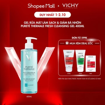 Gel rửa mặt làm sạch & giảm bã nhờn (làm sạch và tẩy trang 2 trong 1) Vichy Pureté Thermale Fresh Cleansing Gel 400ml