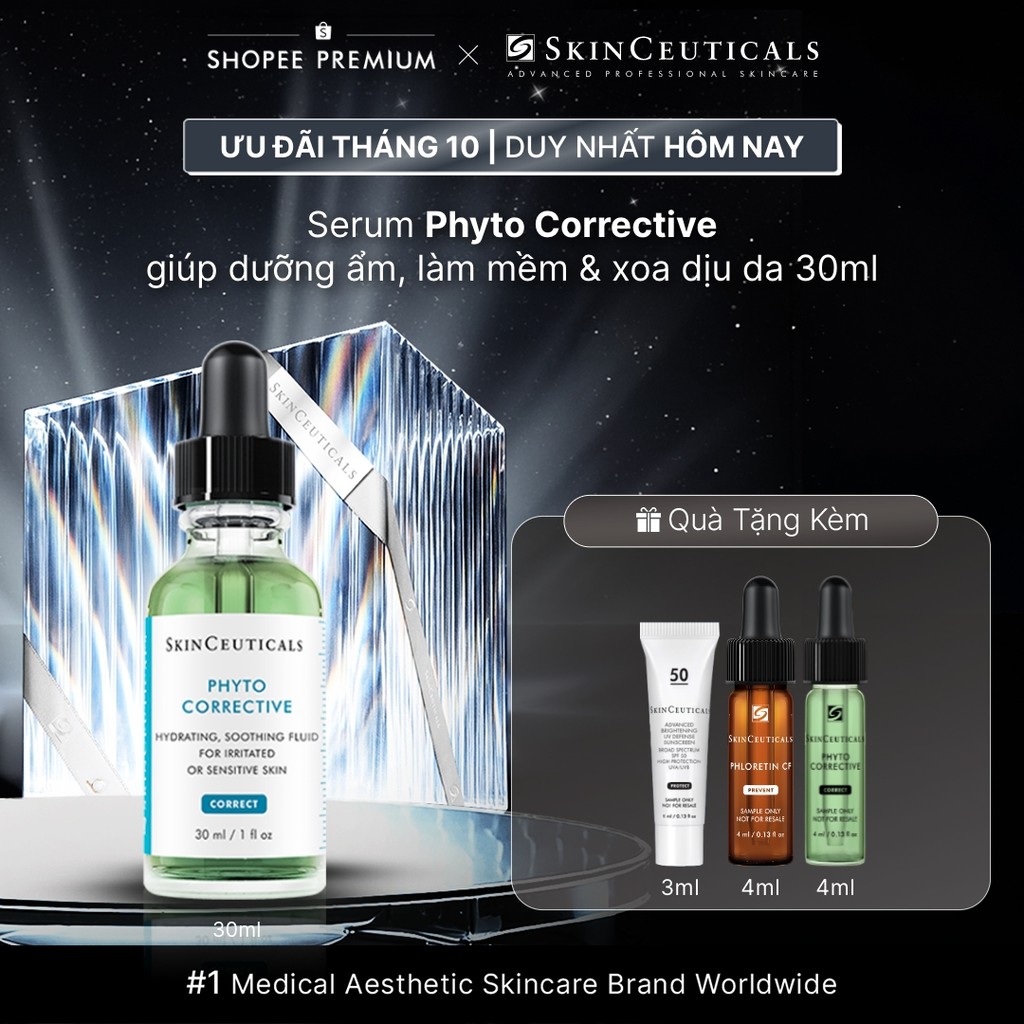 Dưỡng chất Skin Ceuticals Phyto Corrective 30ml làm dịu da, giảm đỏ, cấp nước, phục hồi da yếu,da mụn, da nhạy cảm