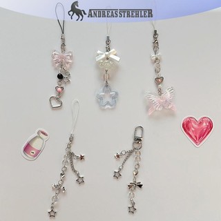 Onetimingfine 1 Hạt Dễ Thương Handmade Cô Gái Ngọt Ngào Móc Khóa Cho IP 11 Camera Y2K Tình Yêu Ngôi Sao Năm Cánh Điện Thoại Ch Mặt Dây Chuyền VN