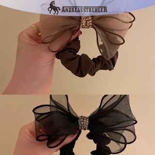 Onetimingfine Phong Cách Hàn Quốc Lưới Kim Cương Giả Nơ Dây Tóc Co Giãn Scrunchies Đuôi Ngựa Giá Đỡ Dây Buộc Tóc Cho Nữ Thời Trang Đơn Giản Phụ Kiện Tóc VN