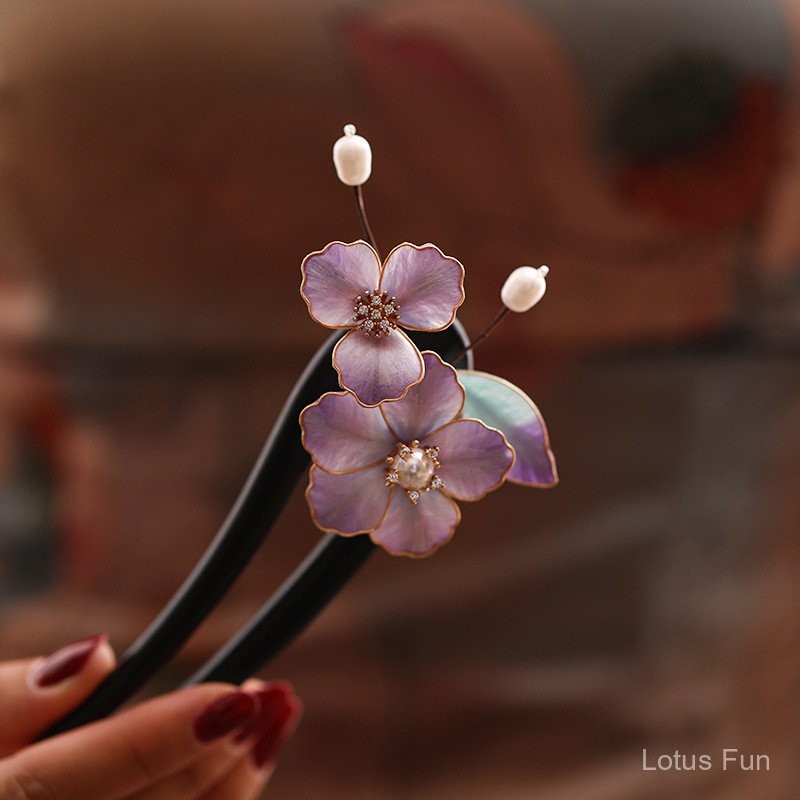 Mới - Kẹp tóc Handmade Filigree Lụa Nhung Phong Cách Trung Quốc, Phụ Kiện Cho Daily Hairstyles và Hanfu