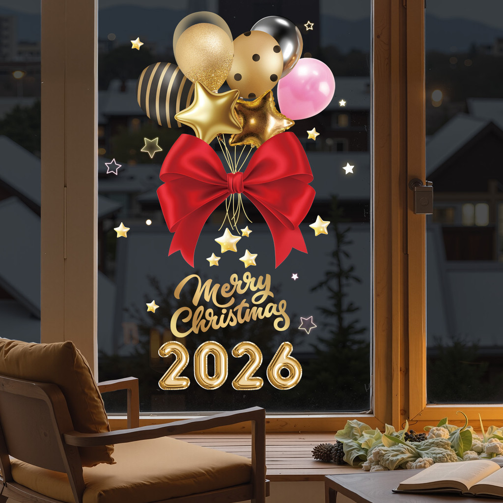 Giáng Sinh Dán Cửa Sổ Giáng Sinh Kính Trang Trí Dán Tĩnh Cây Giáng Sinh Bông Tuyết Ông Già Noel Dán Cửa Sổ 25.9.9
