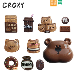 Phụ kiện trang trí giày Crocs/Cross, hoa cài lỗ, tháo rời, phong cách cà phê