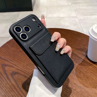 Full Ống Kính Bảo Vệ Thẻ Khe Cắm Túi Da PU Ốp Lưng Điện Thoại iPhone 17 17Pro 17Air 17Promax 12 13 14 15 16 Pro Max 16Plus Chống Sốc Nam Nữ Vỏ Di Động