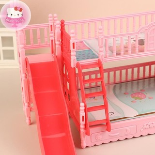 Moonlights Nhà Búp Bê Công Chúa Bunk Giường Có Trượt Nhà Búp Bê Mô Phỏng Đồ Nội Thất Phụ Kiện Búp Bê Nhà Trang Trí Phòng Ngủ EN